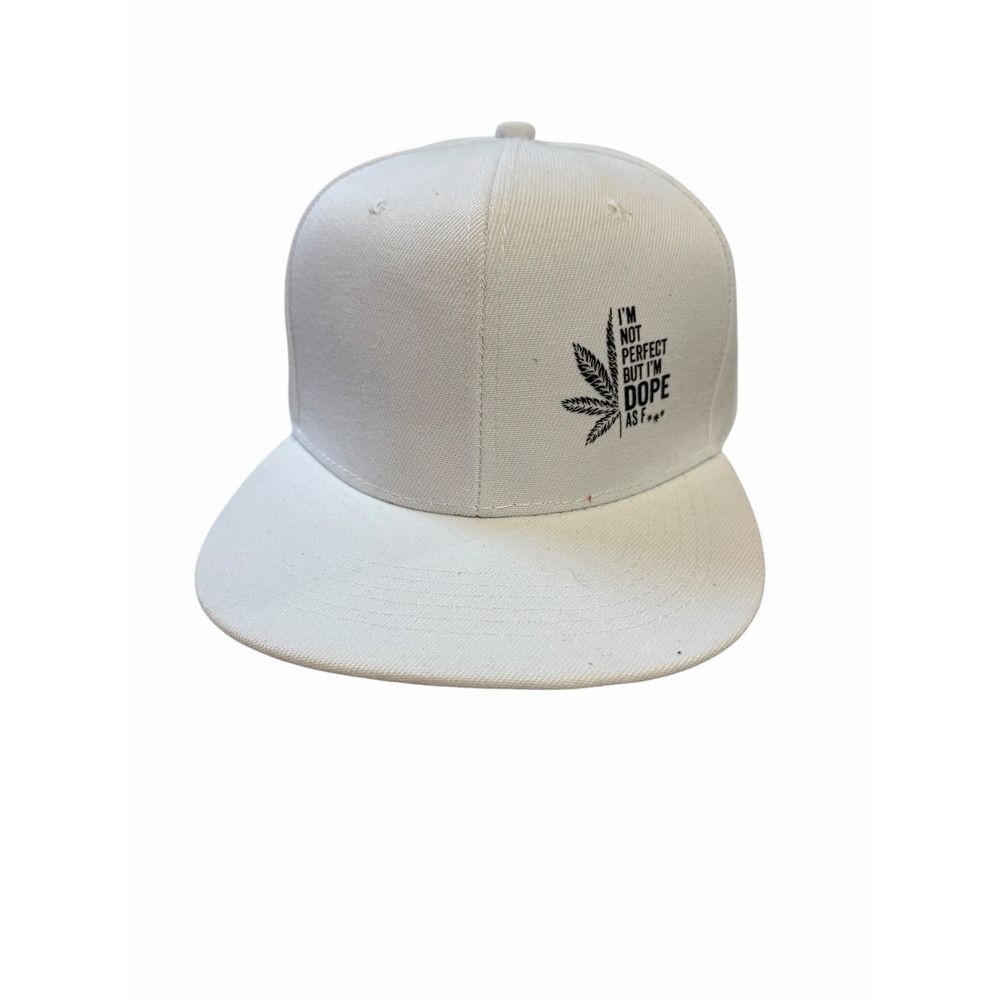 NEW mens snapback flat bill hat cap adjustable white not perfect but dope‎